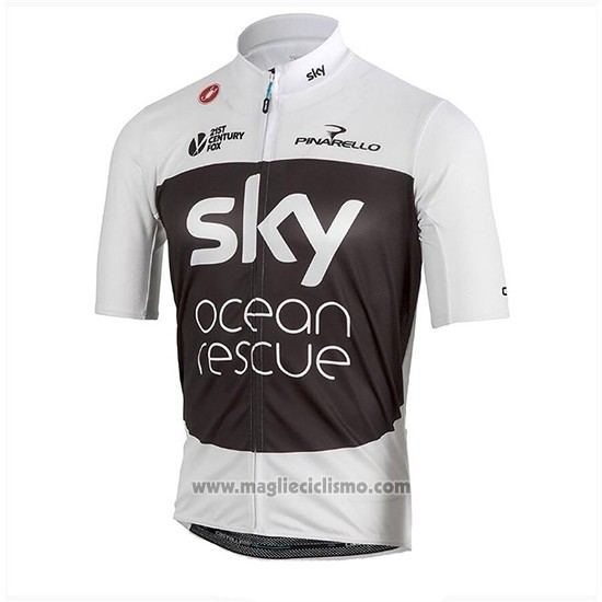 2018 Abbigliamento Ciclismo Sky Bianco Nero Manica Corta e Salopette